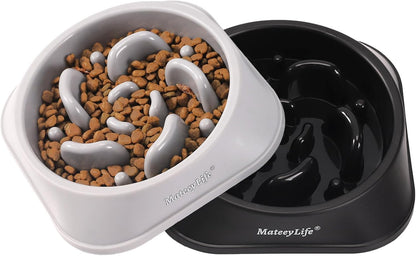 MateeyLife Slow Feeder Dog Bowls 2PCS, Anti-Choking Puzzle Dog Food Bowls, Anti-Slip Interactive Feeding Slow Down Eating, Bloat Stop Maze Dishes for Medium Breeds Pink&Purple