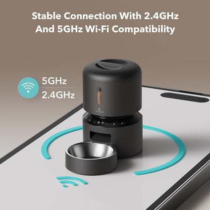 PETLIBRO Automatic Dog Feeder with Camera, Auto Cat Food Dispenser Slow Feeders Dogs Bowl, 1080P HD Video with Night Vision, 5G WiFi with 2-Way Audio, Stainless Steel Slow Food Tray for Small Dogs