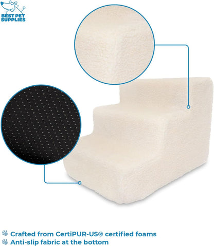 Best Pet Supplies Dog Stairs & Steps - Foam Steps for Small Dogs & Cats, Non-Slip Indoor Balanced Pet Step Support, Dog Ramp, No Assembly, Pale Teal, 3-Step (13.5-inch Height)