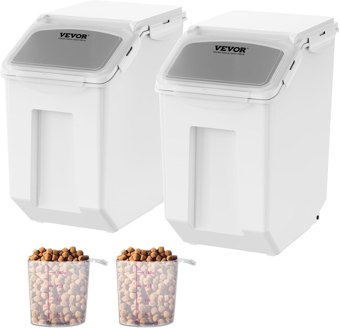 VEVOR Rice Storage Container, 4.5Gallon/20L Capacity Large Dog Food Dispenser Bin, Kitchen Ingredient Grain Cereal Flour Bin, Pet food Containers with Wheels, Measuring Cup, Airtight Lid, 1 Pack