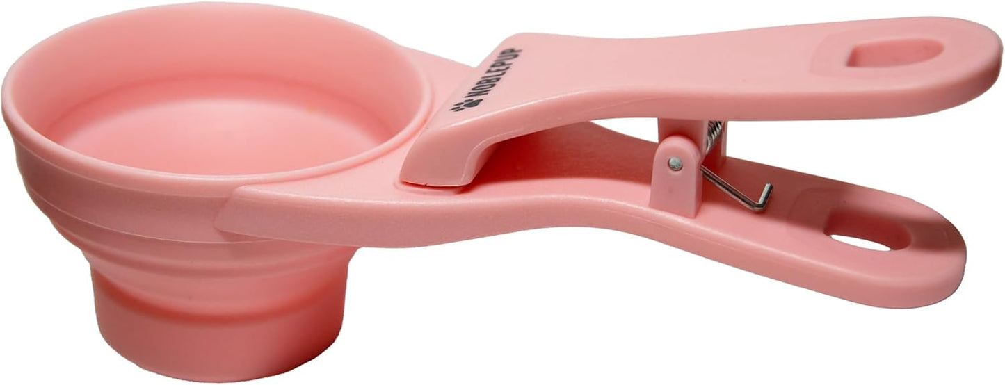 MeasureMate Pet Food Scoops with Bag Clip for Dog and Cat - 3-in-1 Multi-Function Collapsible Food Measuring Cup - 1 Cup Capacity, 8oz, Green - Dishwasher Safe