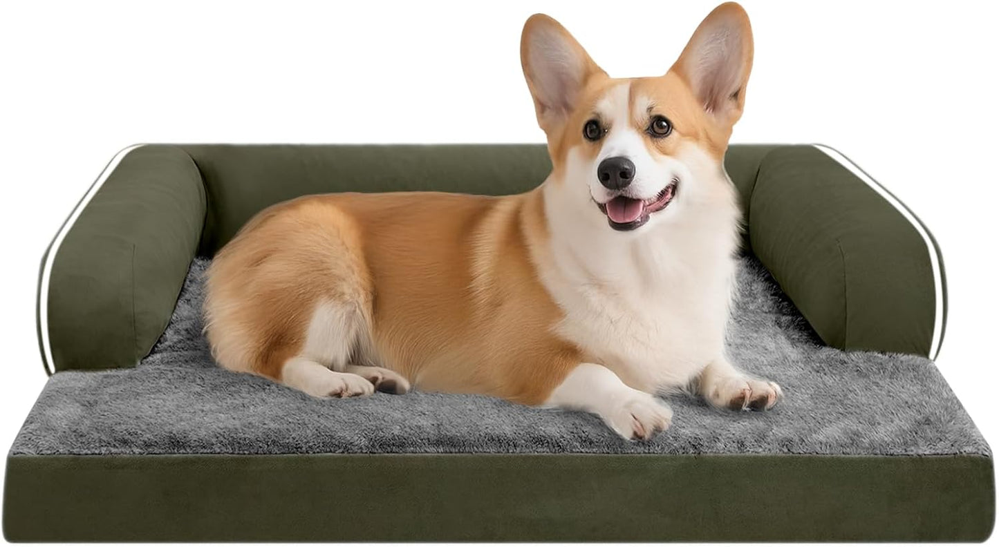 Large Dog Bed Orthopedic Washable - Beds Bolster - Medium XL XLarge Big Dogs - Memory Foam Couch Sofa - Waterproof with Removable Cover