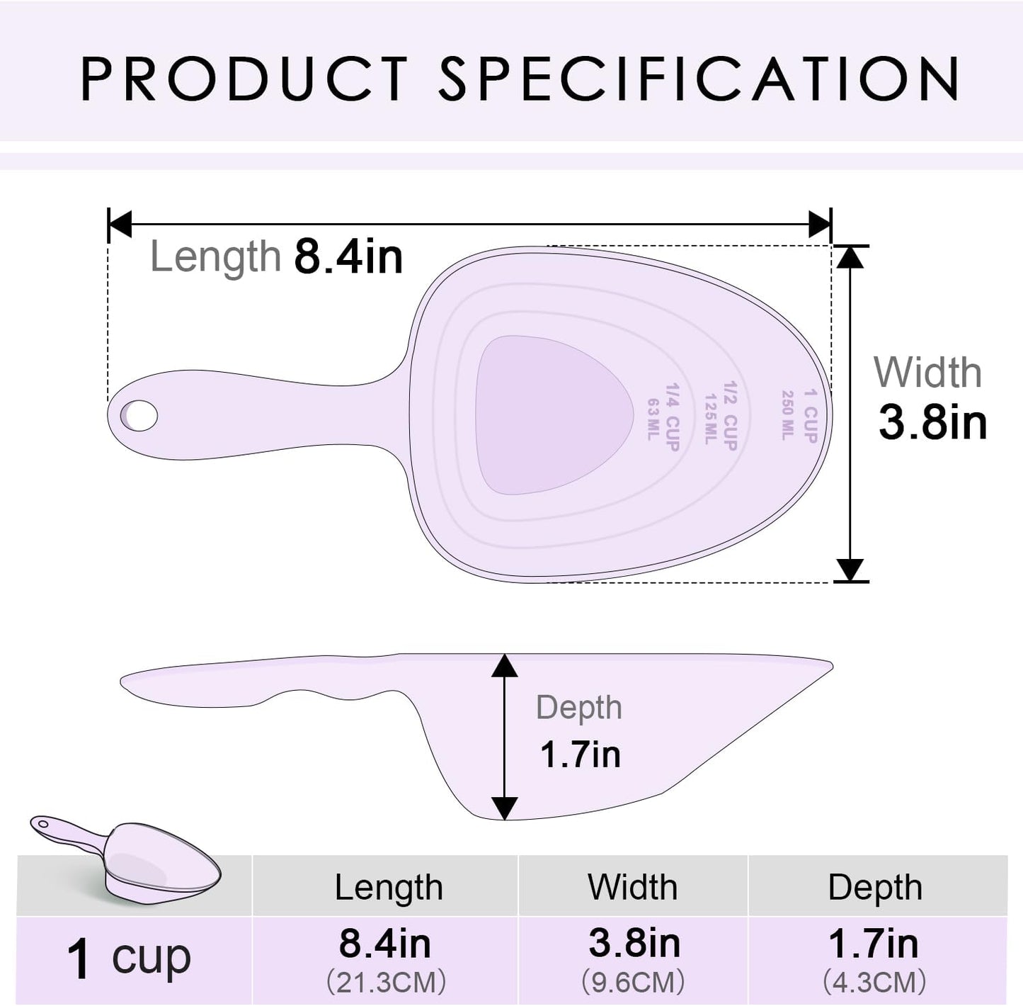 1-Cup Melamine Pet Food Scoop — Precise Feeding & Weight-Management Measuring Scoop for Dogs & Cats, BPA-Free, Durable, Dishwasher-Safe (Baby Blue)