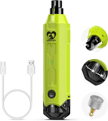 Casfuy 6-Speed Dog Nail Grinder - Newest Enhanced Pet Nail Grinder Super Quiet Rechargeable Electric Dog Nail Trimmer Painless Paws Grooming & Smoothing Tool for Large Medium Small Dogs (Blue)