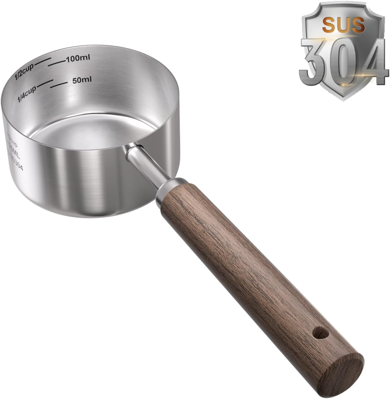 Dog-Cat Food-Scoop Measuring-Cup - 304 stainless steel material.1-Cup capacity. Precision scale measurements