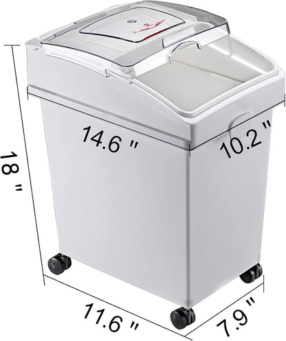 VEVOR Rice Storage Container, 4.5Gallon/20L Capacity Large Dog Food Dispenser Bin, Kitchen Ingredient Grain Cereal Flour Bin, Pet food Containers with Wheels, Measuring Cup, Airtight Lid, 1 Pack