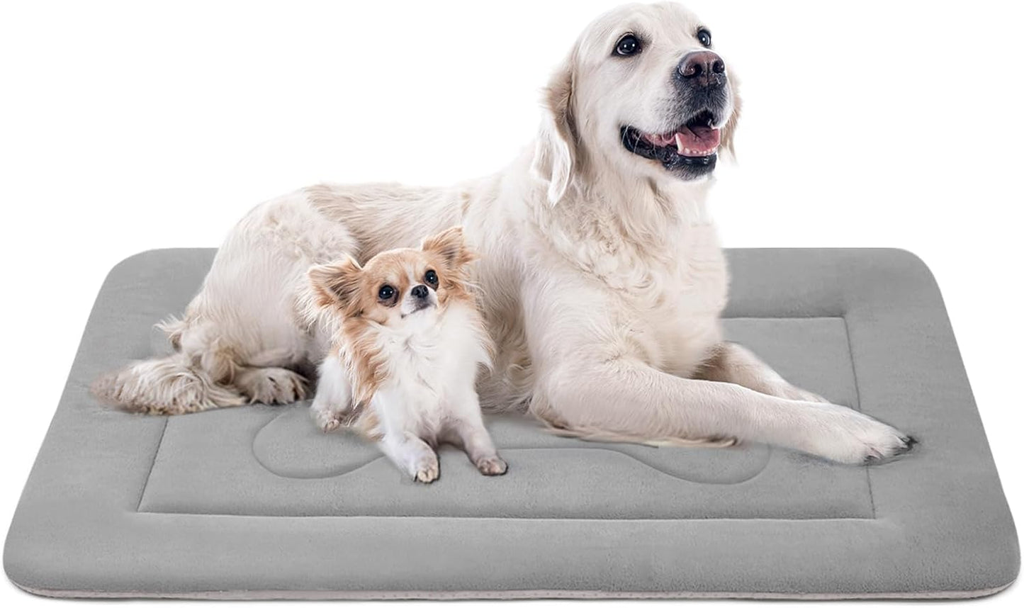 Large Dog Bed Soft Dog Crate Pad Mat 42 in Non-Slip Bottom Washable Dog Sleeping Mattress Pet Beds Cat Bed Kennel Pad, Dark Gray