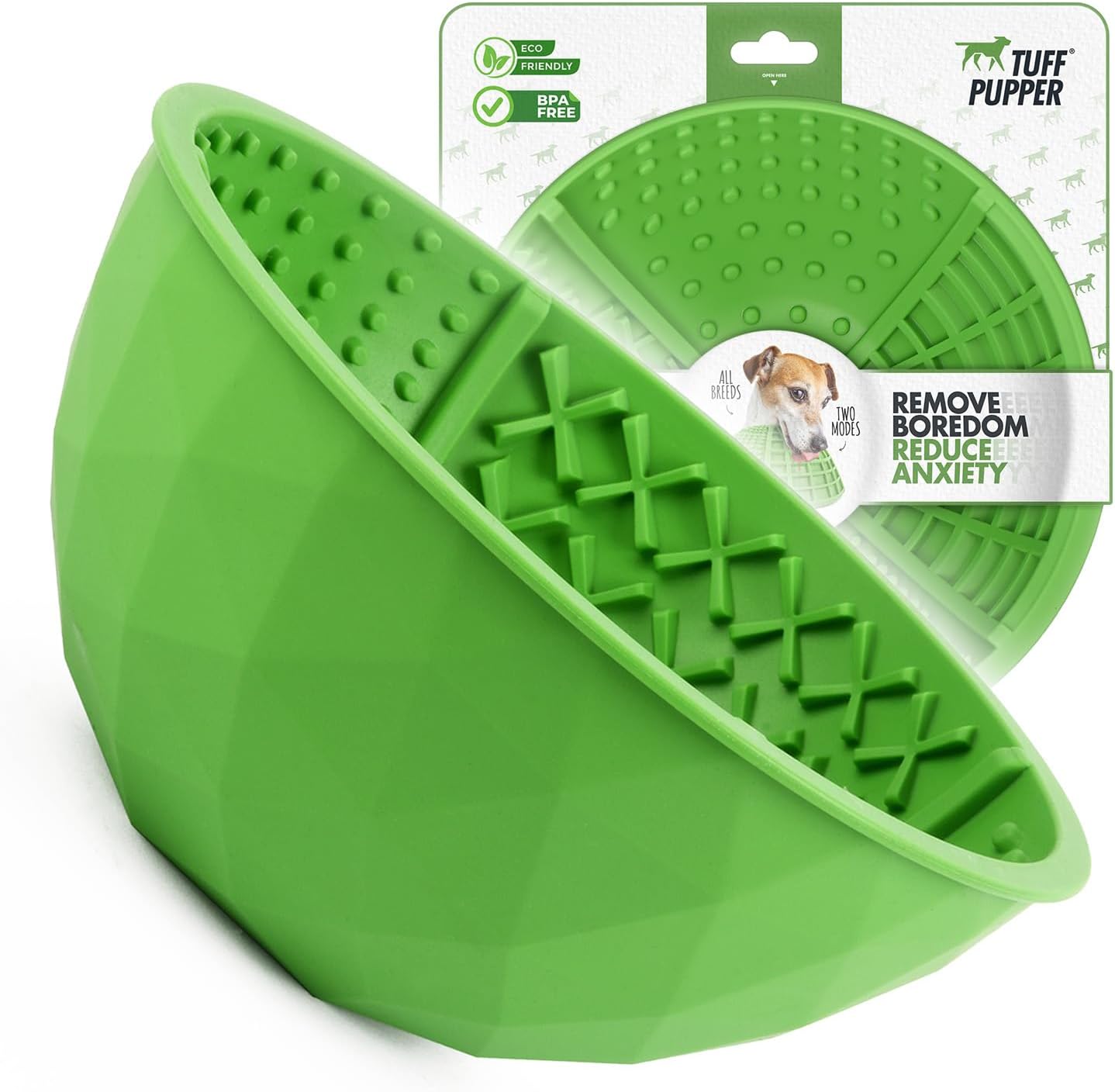 Tuff Pupper XL Dog Lick Bowl | Thick Silicone Lick Mat | Long Lasting 4 Texture | Large Slow Feeder Bowl | Calms Anxiety & Boredom | Stable & Wobble Mode | Easy Clean Dishwasher Safe | NOT for Chewing