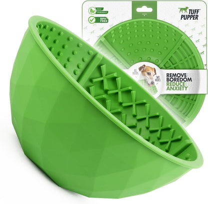Tuff Pupper XL Dog Lick Bowl | Thick Silicone Lick Mat | Long Lasting 4 Texture | Large Slow Feeder Bowl | Calms Anxiety & Boredom | Stable & Wobble Mode | Easy Clean Dishwasher Safe | NOT for Chewing