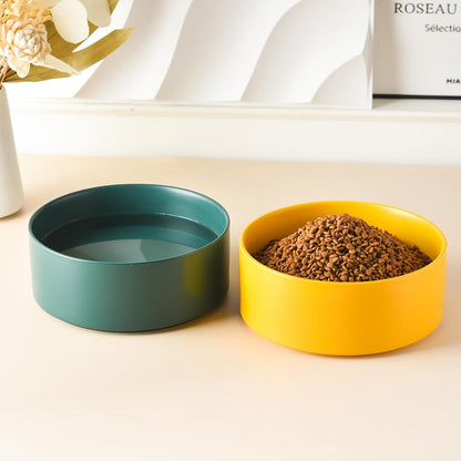 6'' Ceramic Raised Dog Bowl - 30Oz Dog Food & Water Bowl with Elevated Non-Slip Bamboo Stand, Dishwasher & Microwave Safe, Anti Vomiting Heavy Duty Pet Bowl for Small and Medium Dogs, White