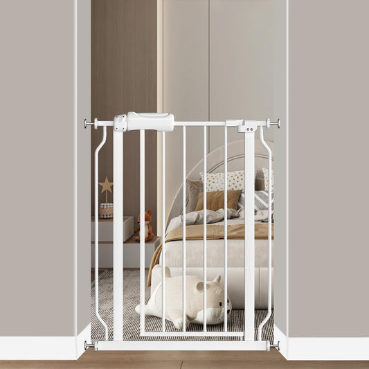 Fairy Baby Extra Wide Baby Gate for Dogs Pressure Monuted Safety Gate for Living Room, Fits 62 Inch to 67 Inch with No Drill Auto Close Dog Gate for Doorways, White