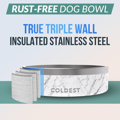 Coldest Dog Bowl - Anti Rust Metal, Non Slip, 3 Layers Insulated Stainless Steel Dog Bowls - Spill Proof & Heavy Duty - Water Bowl for Dogs, Cats & Pets, Dish Washer Safe (21 oz, Stealth Black)