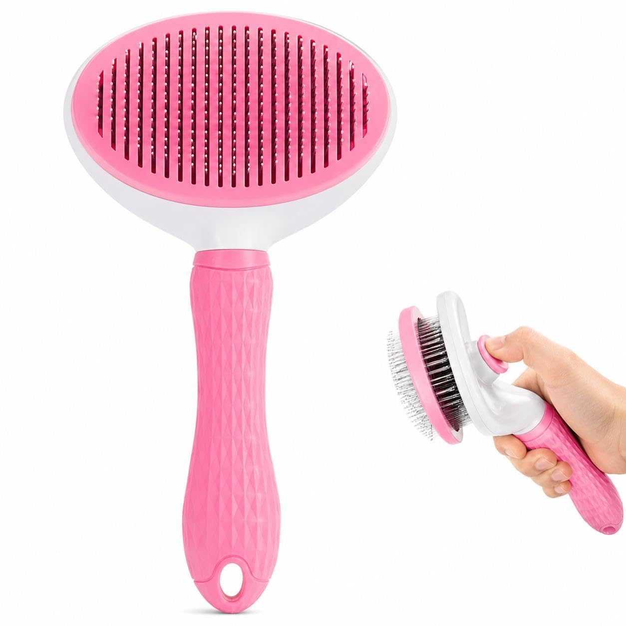 Pet Grooming Deshedding Brush, Self-Cleaning Massaging Brush for Dogs and Cats, Short and Long Hair (Blue)