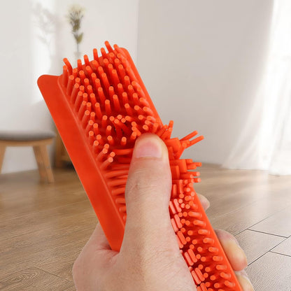 Pet Hair Rubber Broom with Squeegee for Carpet,Fur Remover Broom Carpet Rake for Pet Hair Removal, with 50" Long Handle, Dual-Sided for Hardwood Floor, Tile,Portable Detailing Lint Brush