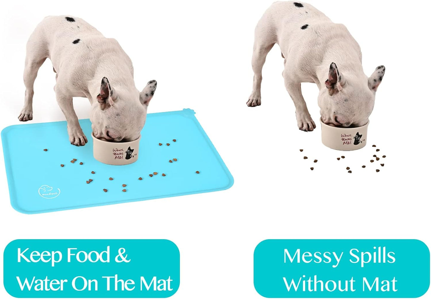 Silicone Waterproof Dog Cat Pet Feeding Mats, Non Slip, Easy Clean Pet Dog Cat Bowl Mats Placemat (18.5" x 11.5") Green