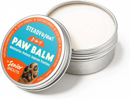 3-in-1 Paw Balm for Dogs - Protects & Improves Natural Dog Foot Pad Traction, Lick-Safe Moisturizer & Soother, Fast-Absorbing Paw Wax w/Non-Greasy Formula & Natural Ingredients - 1.69oz