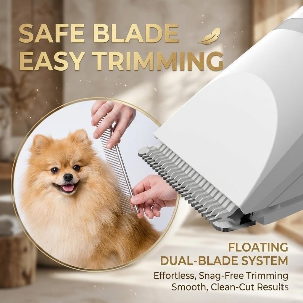 Dog Grooming Clippers Kits, IPX7 Waterproof Low Noise Pet Clipper for Dogs & Cats, Cordless USB Rechargeable Pet Hair Clipper, Paw Trimmer & Nail Grinder, Professional Grooming Set for Home Use