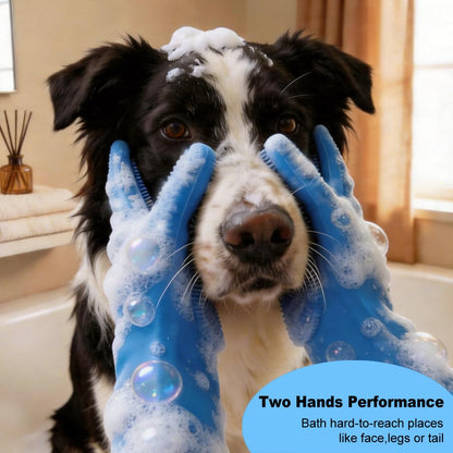 3PCS Dog Bath Supplies - Dog Washing Gloves and Pet Shampoo Brush, Wash Mitt with 3000 Soft Bristles, Adjustable Handle Scrubber for Bath, Massage and Grooming