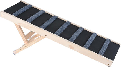 VEVOR Dog Ramp, Folding Pet Ramp for Bed, Adjustable Dog Ramp for Small, Large, Old Dogs & Cats, Wooden Pet Ramp with 39.3" Long Ramp, Adjustable from 15" to 22", Suitable for Couch, Sofa, Car