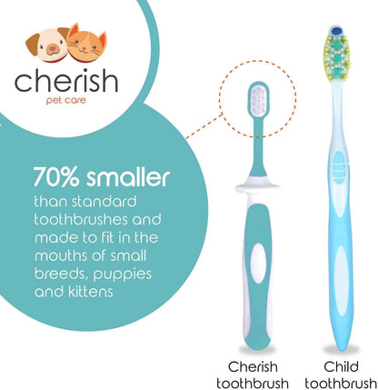 Cherish Pet Care Dog Teeth Cleaning Kit - 3pcs: Finger Toothbrush, Double-Sided Toothbrush, Fresh Breath & Plaque Removal