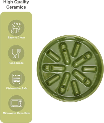 Ceramic Slow Feeder Dog Bowl, Maze Puzzle Non-Slip Silicone Base Stoneware Bowl for Small Medium Dogs, Heavy Duty Anti-Bloat Dog Food Bowl Dishwasher Safe – Apricot, Medium