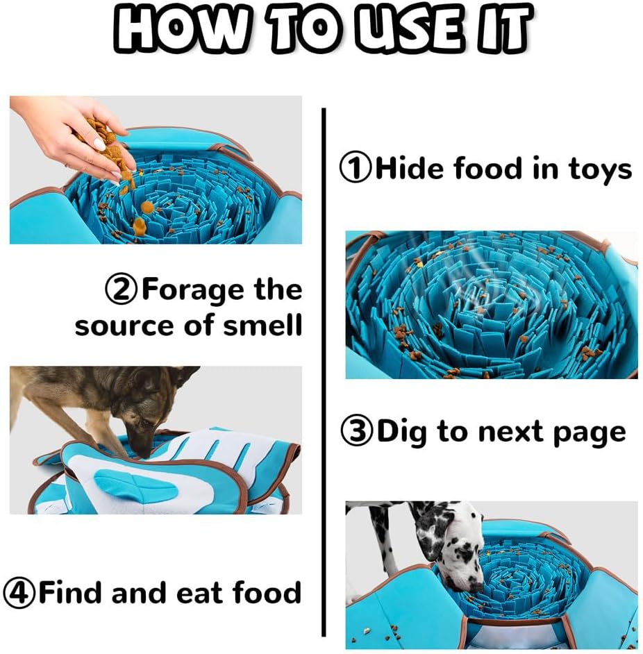 AWOOF Pet Snuffle Mat for Dogs, Interactive Feed Game for Boredom, Encourages Natural Foraging Skills for Cats Dogs Bowl Travel Use, Dog Treat Dispenser Indoor Outdoor Stress Relief