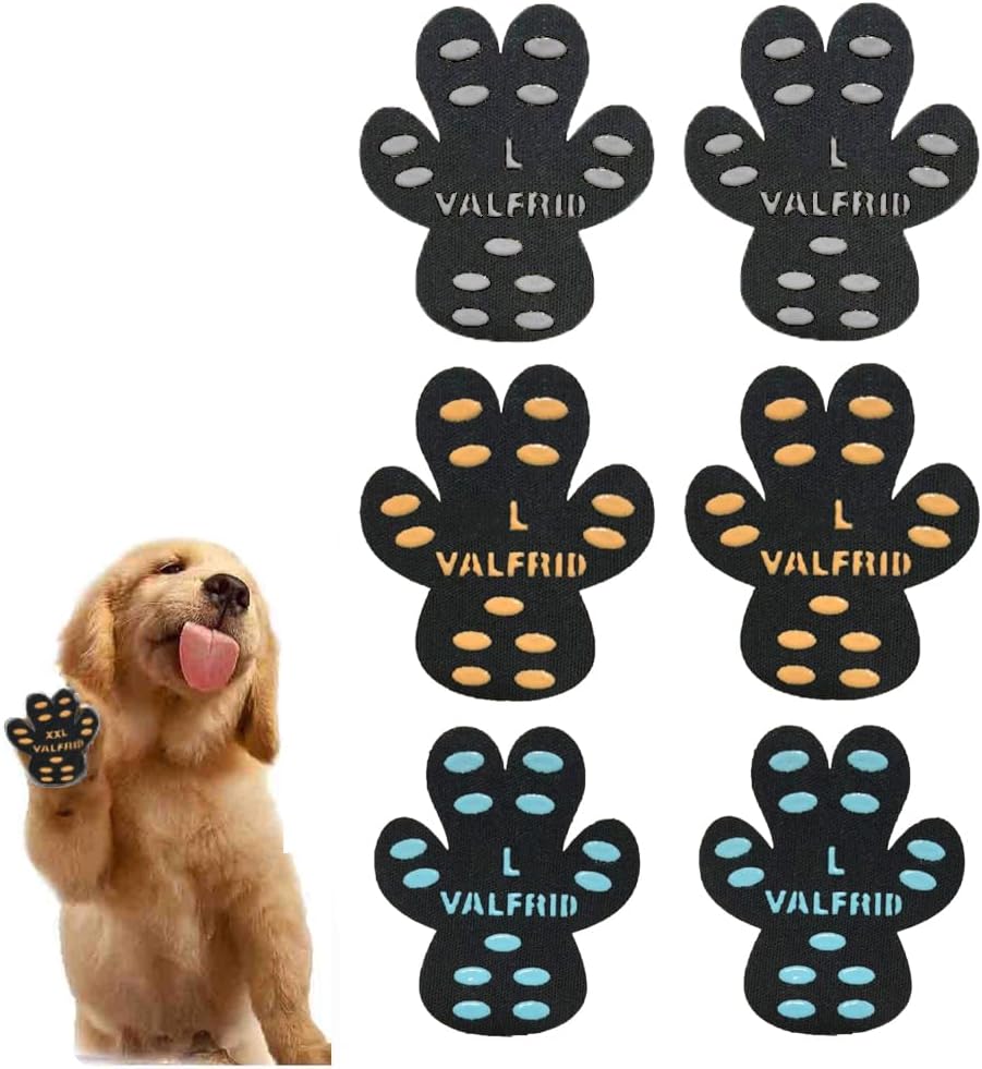 VALFRID Dog Paw Anti-Slip Grips to Keeps Dogs from Slipping On Hardwood Floors,Best for Summer Hot Pavement,Self Adhesive Resistant Dog Shoes Booties Socks Replacement XXL 24 Pieces