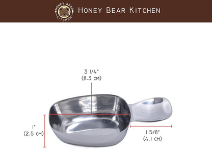Honey Bear Kitchen 1/4 Cup 60 ml Leave-in Canister Scoops, Polished Stainless Steel (Set of 2)