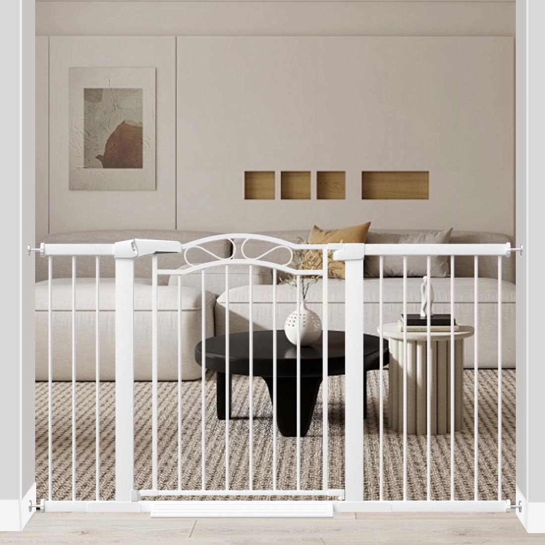 Fairy Baby 68.1"-70.8" Extra Wide Press Mounted Baby Gate Indoor for Kids Or Pets Walk Thru No Drill Long Dog Gates for The House Doorway Child Safety Gate