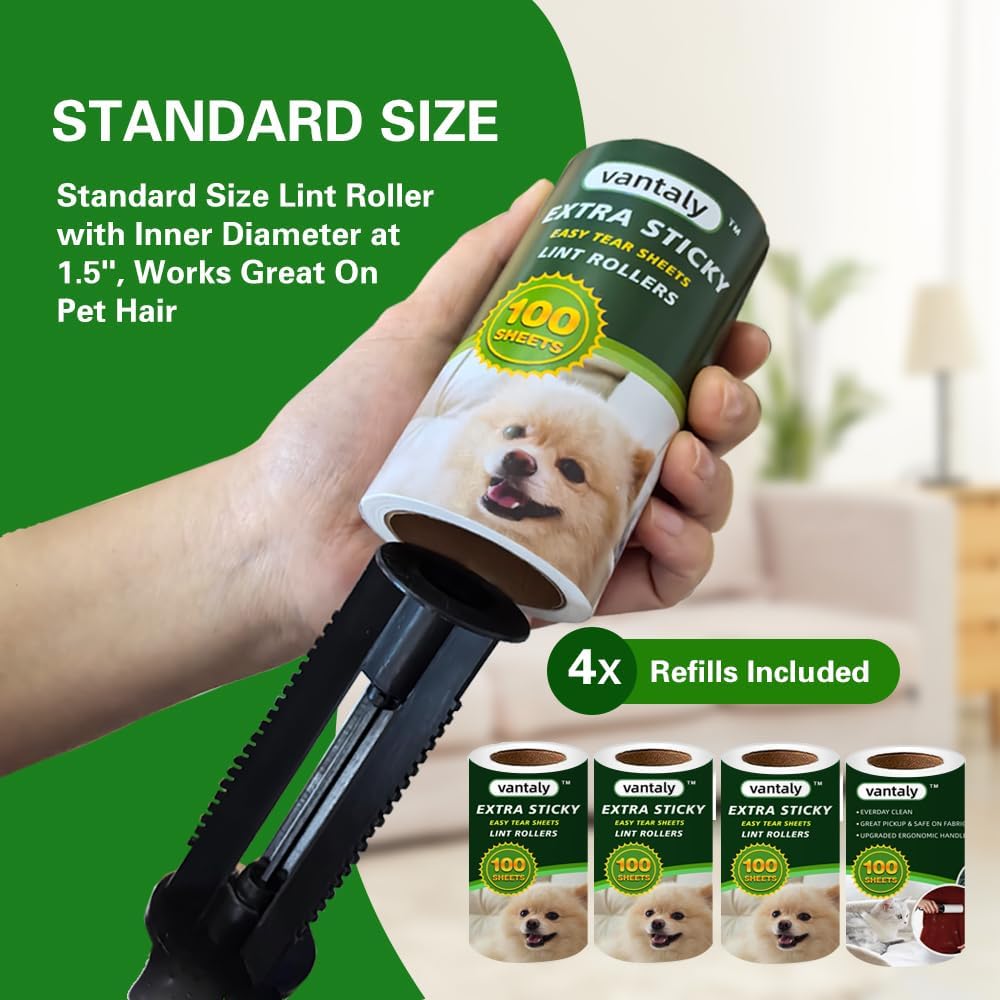 Lint Rollers for Pet Hair Extra Sticky, 600 Sheets Value Set Lint Roller with 2 Upgraded Handles, 6 Rollers Portable Pet Lint Remover for Clothes, Furniture, Carpet, Dog & Cat Hair Removal