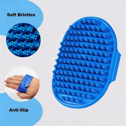 3PCS Dog Bath Supplies - Dog Washing Gloves and Pet Shampoo Brush, Wash Mitt with 3000 Soft Bristles, Adjustable Handle Scrubber for Bath, Massage and Grooming