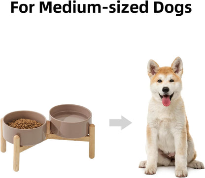 Havniva 8.3inch Ceramic Raised Dog Bowl with Stand, Elevated Dog Bowls for Large Breed Dog Food and Water Bowl Non-Slip Dog Dish Large Capacity Feeding Pet Water Bowl