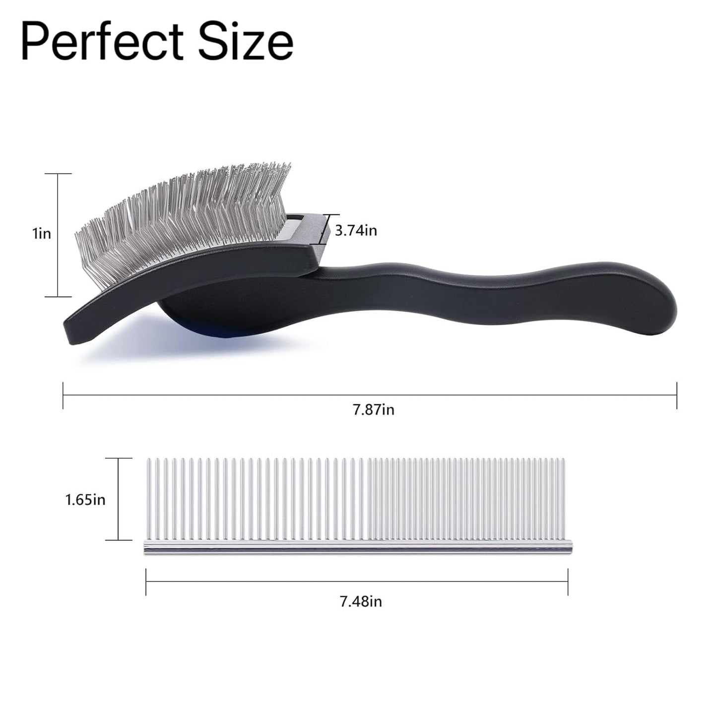 3PCS Slicker Brush for Dogs & Pet Comb,Professional Dog Grooming Brush (Goldendoodles,Poodles,Labradoodles) with Extra Long Pins to Effectively Remove Tangles, Knots,Mats Hair Collection Bottle(Black)