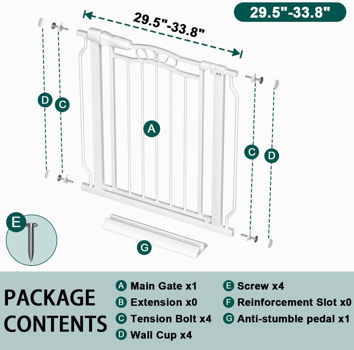 Fairy Baby 62.5"-71.6" Extra Wide Baby Gate Pressure Mount, Long Large Dog Gate Indoor Doorways Stairs, No Drill Safety Child Gate for Kids with Double Lock, Walk Thru Pet Gate for Puppy Doggy, Black
