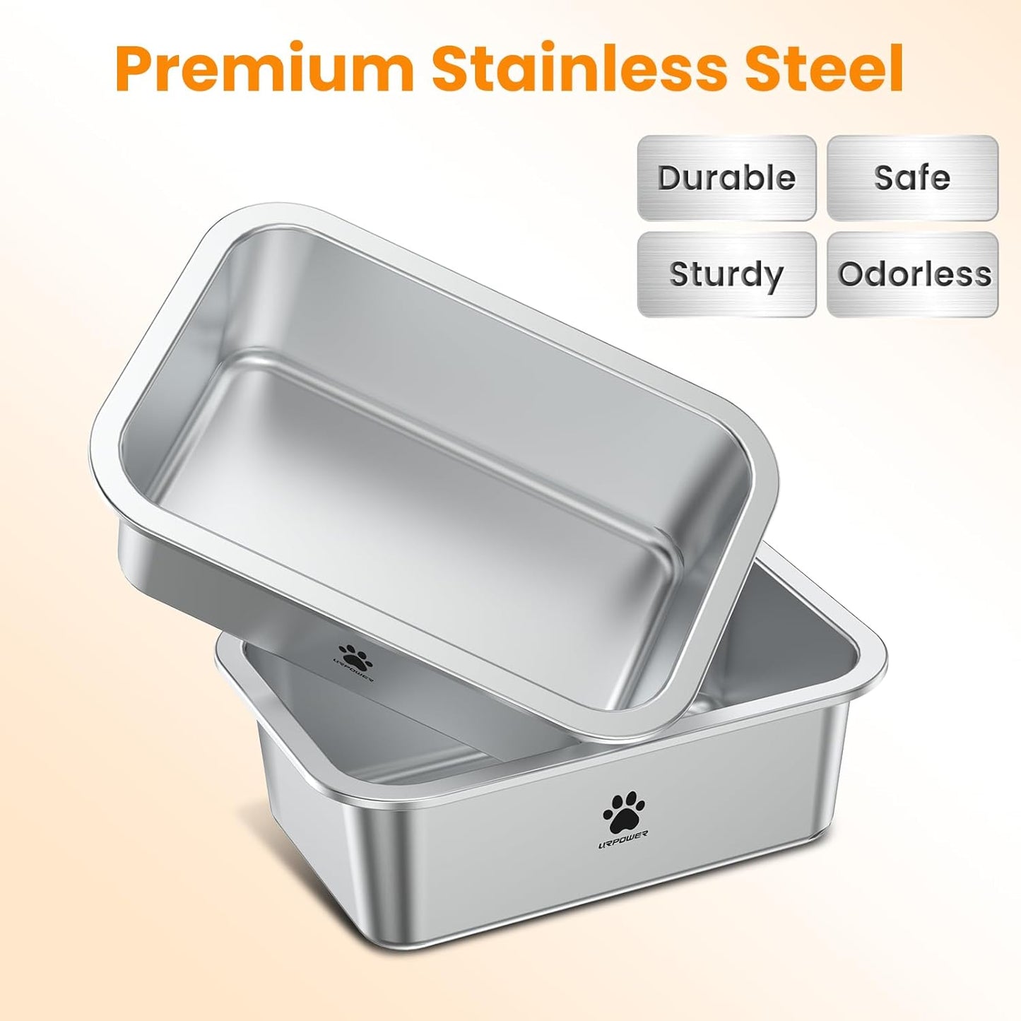 URPOWER 2 Pack 1.25 Gallon Large Dog Water Bowl, Thickened Stainless Steel Dog Water & Food Bowls with Non-Slip Mat, Spill-Proof Metal Pet Bowl Set for Medium, Large, X-Large Dogs, Indoor/Outdoor Use