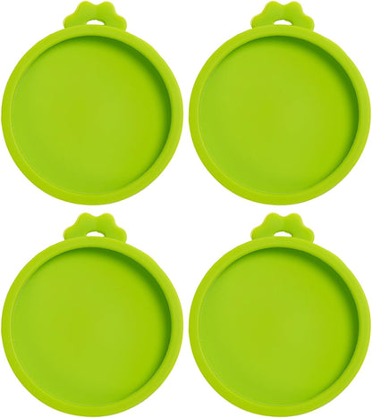 PINE & LINEN 4 Pcs 2.5inch Durable Pet Can Lids, Silicone Small Pet Can Covers Waterproof Cat Food Cans Lids for 3 oz Cat Food Cans（Yellow+Red+Pink+Blue）