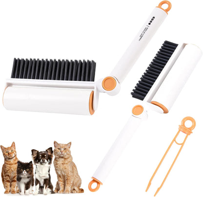 3-in-1 Pet Hair Remover Tool: Soft Dust Brush, Lint Roller for Clothes & Bench Brush with 180° Adjustable Handle, Pet Hair Removal for Dog/Cat Hair on Clothes, Bed, Sofa (2-pack lint roller, One Size)