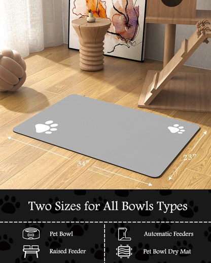 PADOOR Pet Feeding Mat-Absorbent Dog Mat for Food and Water Bowl-No Stains Easy Clean Dog Food Mat-Quick Dry Water Dispenser-Puppy Supplies Accessories
