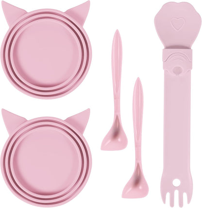 5-Piece Set Reusable Cat Food Can Lids, BPA-Free, Odor-Proof, Fits 2.4/2.8/3.2 Inch Cans (2.8oz/3oz/5.5oz), Fridge Safe (gray)