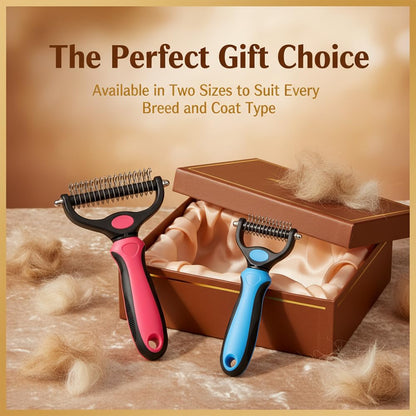 Deshedding Brush for Dogs and Cats: Undercoat Rake Pet Brush for Long Hair - Dematting Comb Removes Tangles Knots and Loose Fur, Grooming Tool for Thick Coats (blue, L)