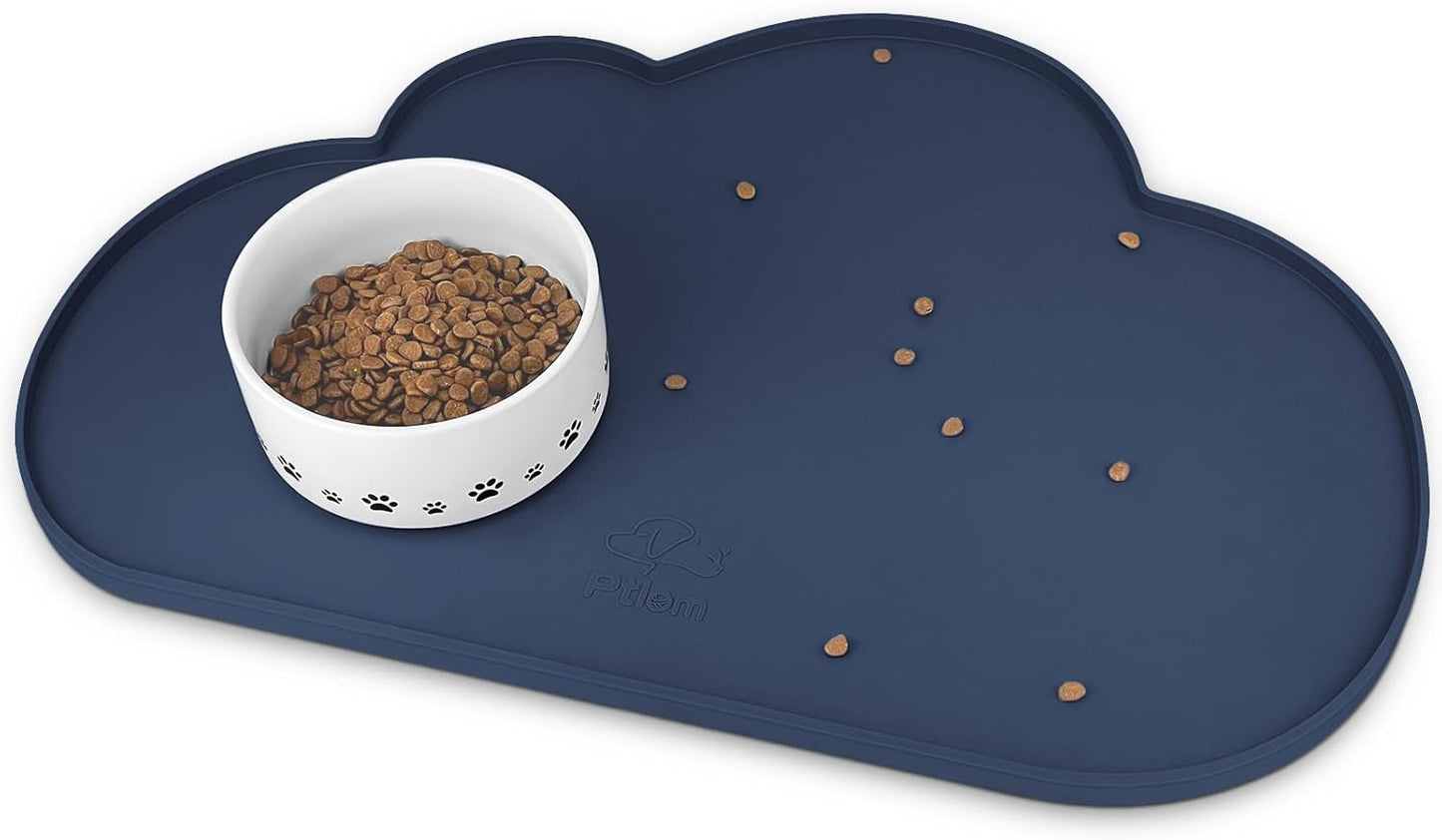 Ptlom Silicone Pet Placemat for Dogs and Cats, Non-Slip Waterproof Dog Feeding Bowl Mats for Food and Water, Small Medium Large Pet Puppy Tray Mat Prevent Residues from Spilling onto The Floor, Beige