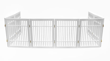 Urnporium Freestanding Wooden Dog Gate for Doorways – Foldable Acacia Wood Pet Gate, No Drill Portable Indoor/Outdoor Puppy Fence Barrier (White Pet Gate, 3 Panel 24" Tall)