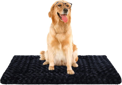 Washable Dog Bed Mat Ultra Soft Dog Crate Pad Comfy Fluffy Pet Kennel Beds Sleeping Mattress for Large Jumbo Medium Small Dogs, 36 x 23 Inch, Gray