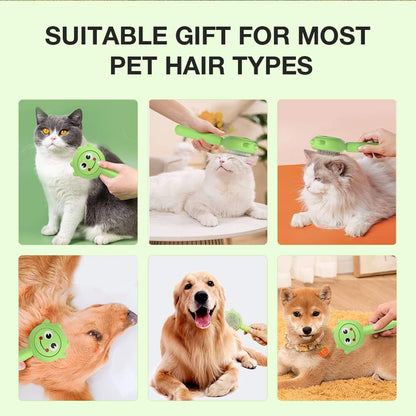 Pet Demon Brush, Cute Self Cleaning Slicker Brush for Dogs Cats Puppy Rabbit, Professional Pet Grooming Hair Removal Tool for Short & Long Hair