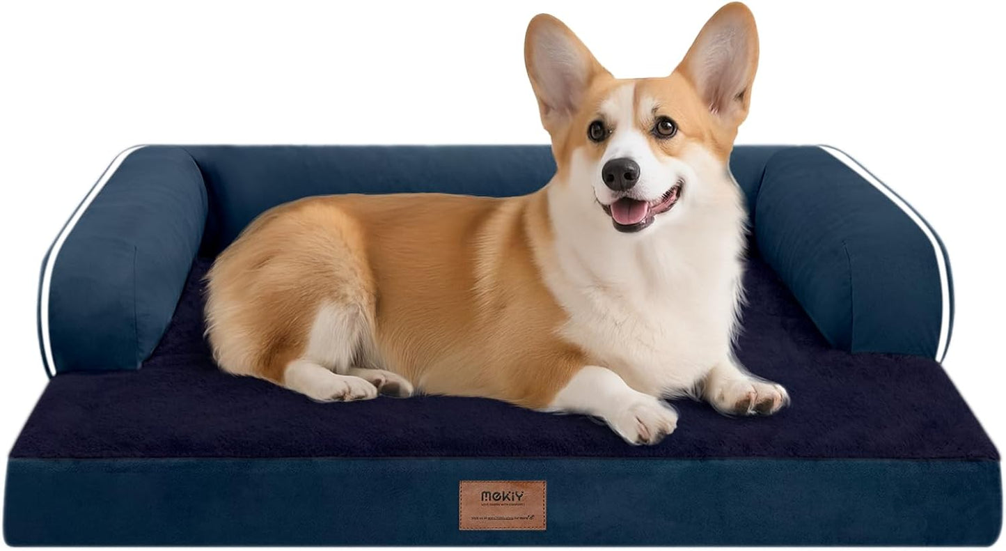 Large Dog Bed Orthopedic Washable - Beds Bolster - Medium XL XLarge Big Dogs - Memory Foam Couch Sofa - Waterproof with Removable Cover