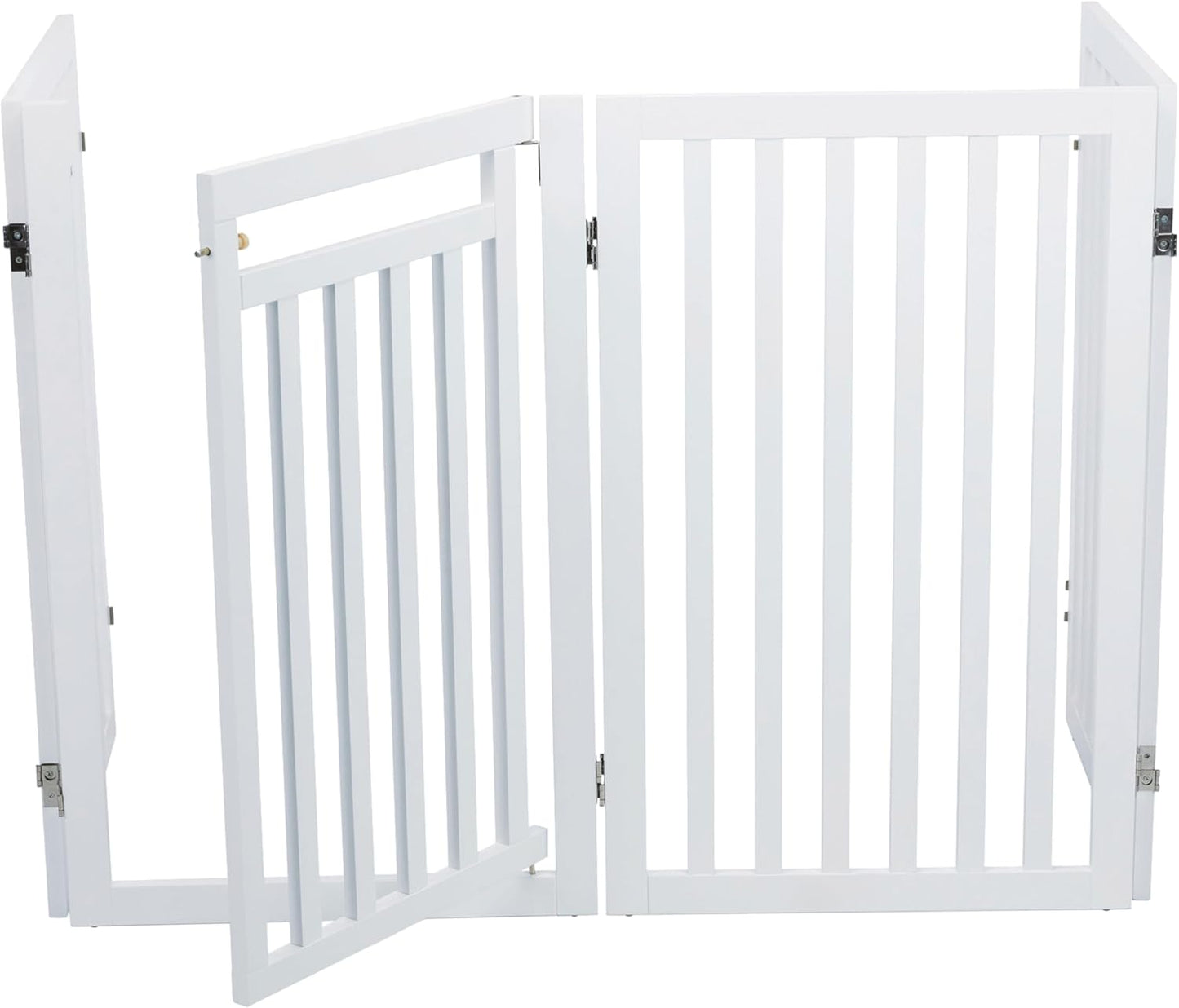Trixie Freestanding 4-Panel Pet Gate, 31.5-in Tall Foldable Indoor Dog Barrier Fence, 81.2-in Max Width with Walk-Thru-Door, White