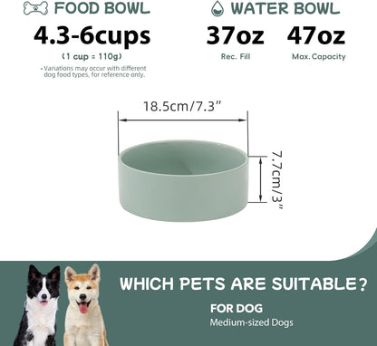 Havniva 8.3inch Ceramic Raised Dog Bowl with Stand, Elevated Dog Bowls for Large Breed Dog Food and Water Bowl Non-Slip Dog Dish Large Capacity Feeding Pet Water Bowl