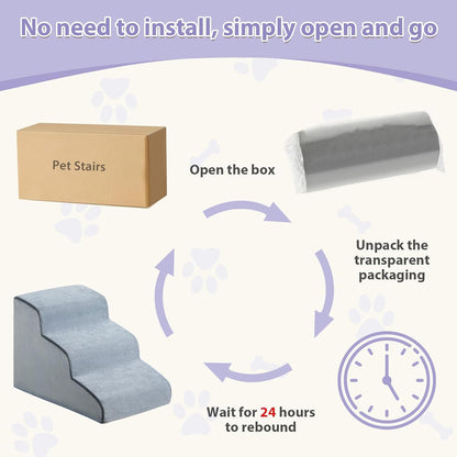 LEXTRO Dog Stairs for Small Dogs, 2-Steps Dog Ramp for Couch, Pet Stairs with Highly Supportive Foam and Non-Slip Bottom, Pet Steps for Cat & Doggie (High 11.8 Inch)