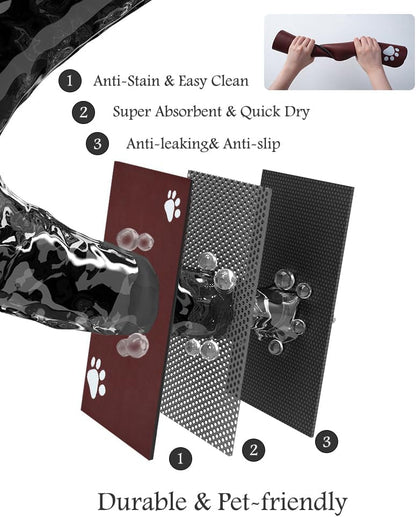 PADOOR Pet Feeding Mat-Absorbent Dog Mat for Food and Water Bowl-No Stains Easy Clean Dog Food Mat-Quick Dry Water Dispenser-Puppy Supplies Accessories