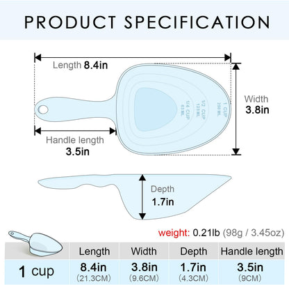 1-Cup Melamine Pet Food Scoop — Precise Feeding & Weight-Management Measuring Scoop for Dogs & Cats, BPA-Free, Durable, Dishwasher-Safe (Baby Blue)